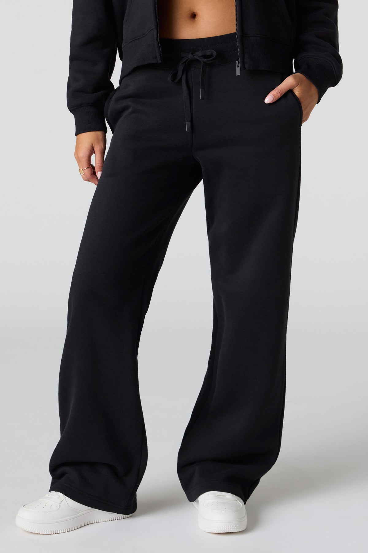 Vue alternative 2. Pantalon d'entraînement à jambe droite en tissu bouclé de luxe