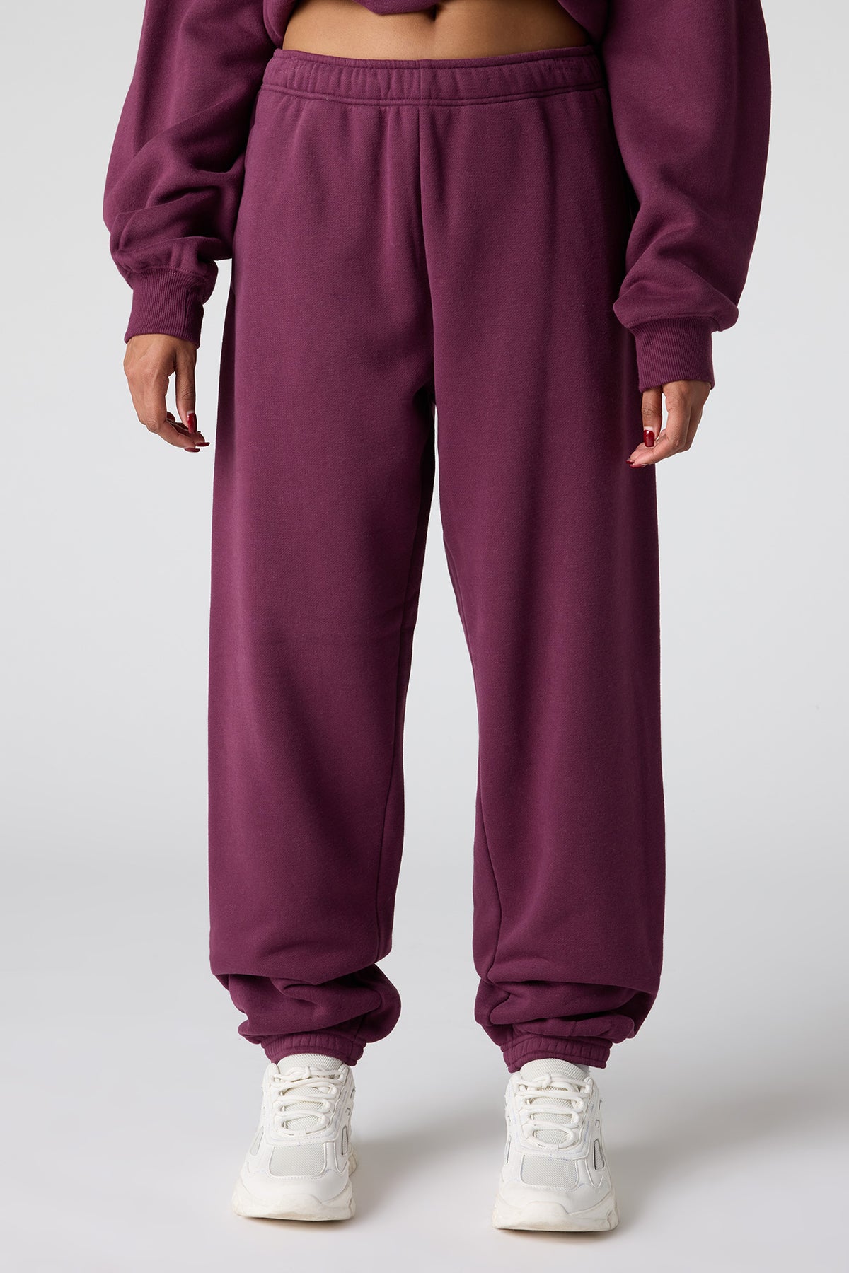 Alt View 2. Premium Fleece Grande Jogger - Burgundy