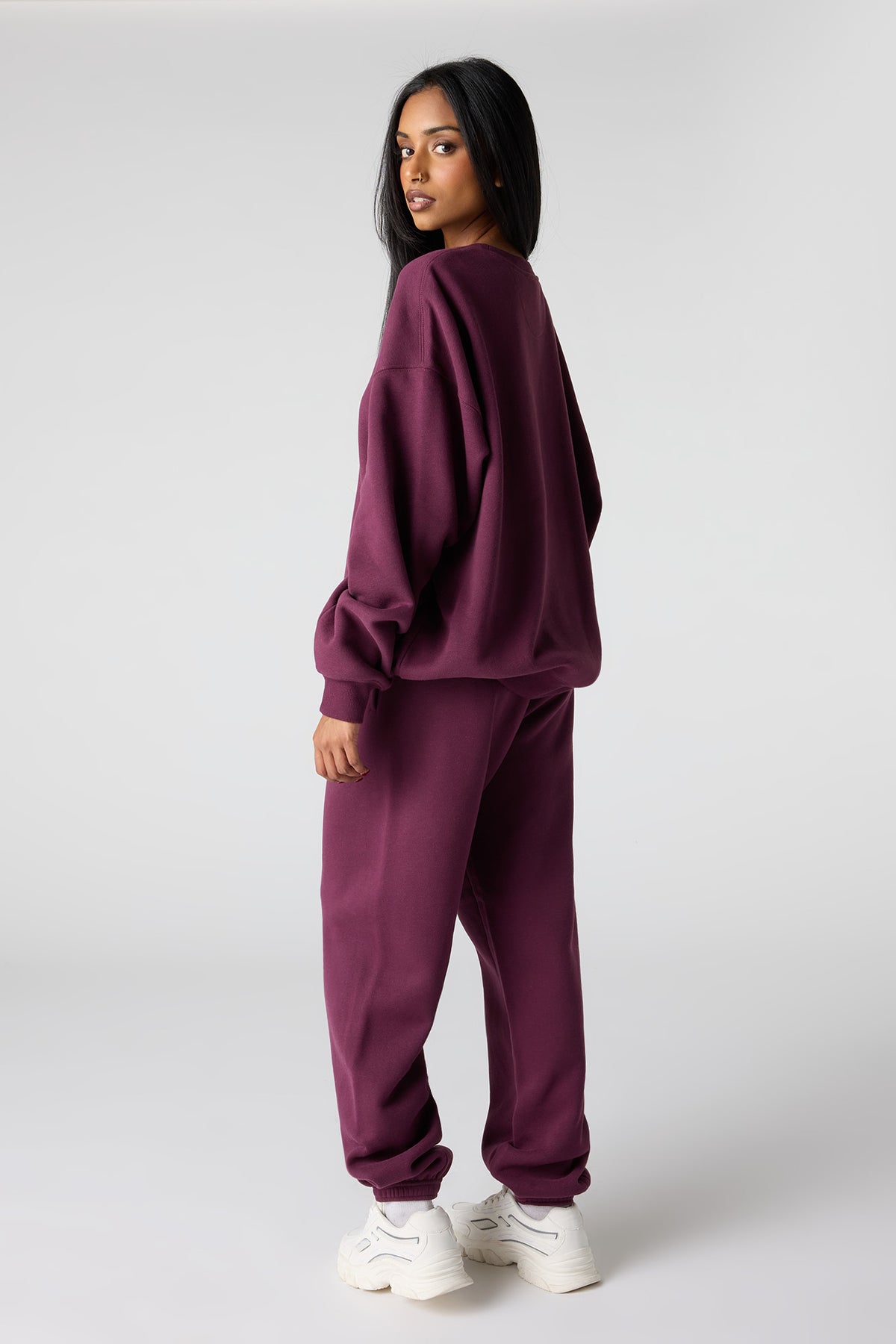 Alt View 3. Premium Fleece Grande Jogger - Burgundy