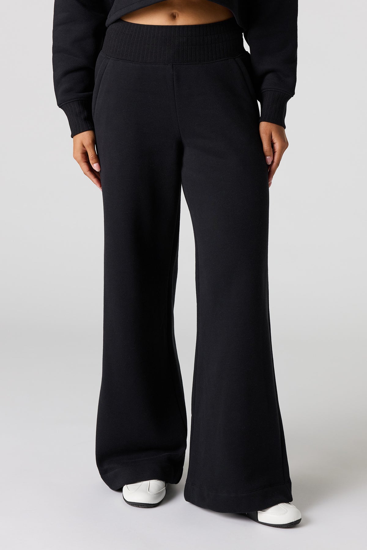 Alt View 2. Premium Fleece Wide Leg Sweatpant - Black
