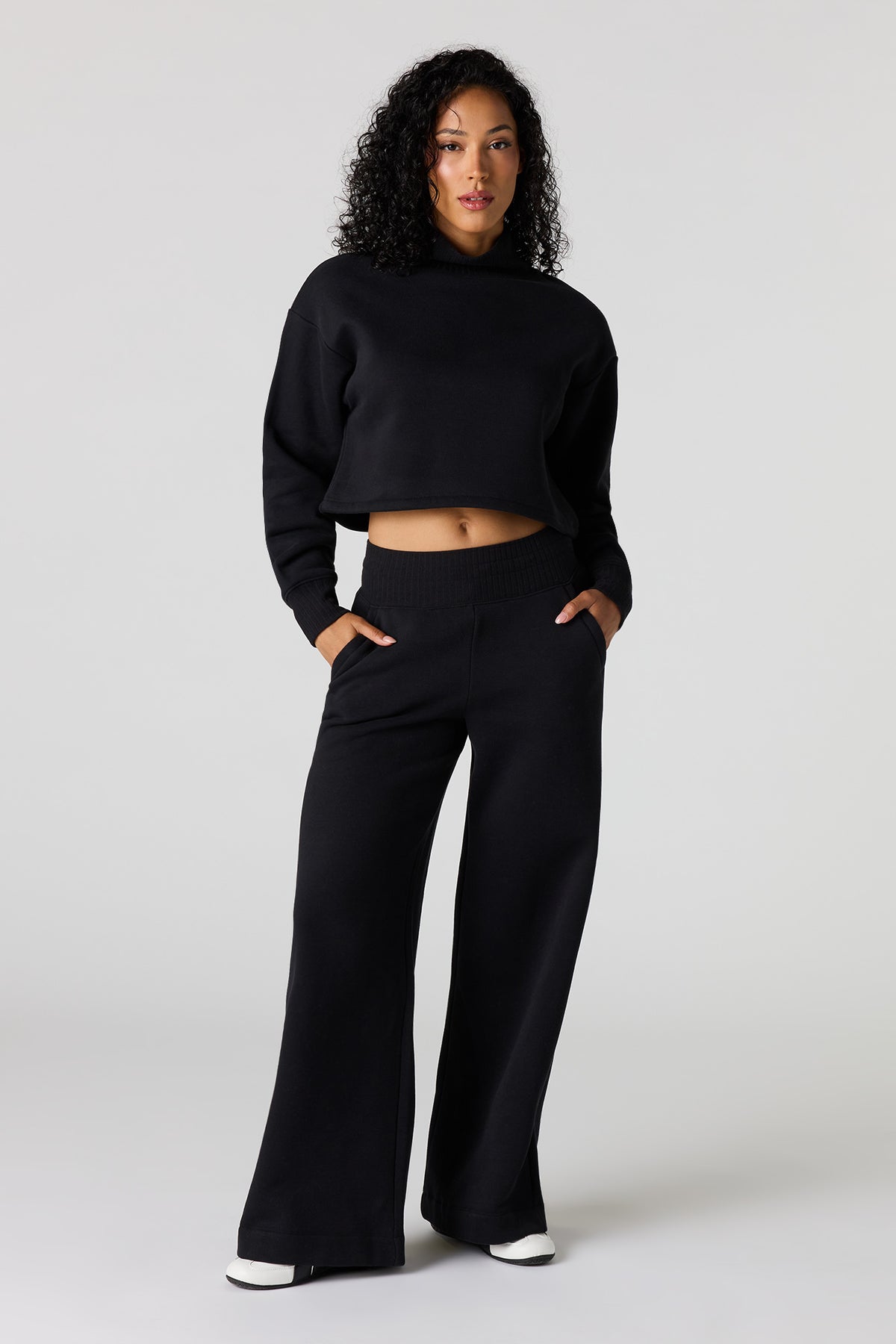 Premium Fleece Wide Leg Sweatpant - Black