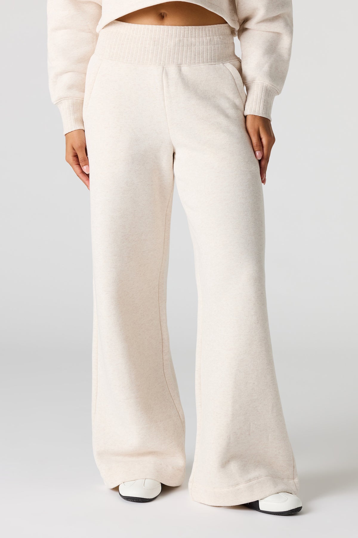 Alt View 2. Premium Fleece Wide Leg Sweatpant - Oatmeal
