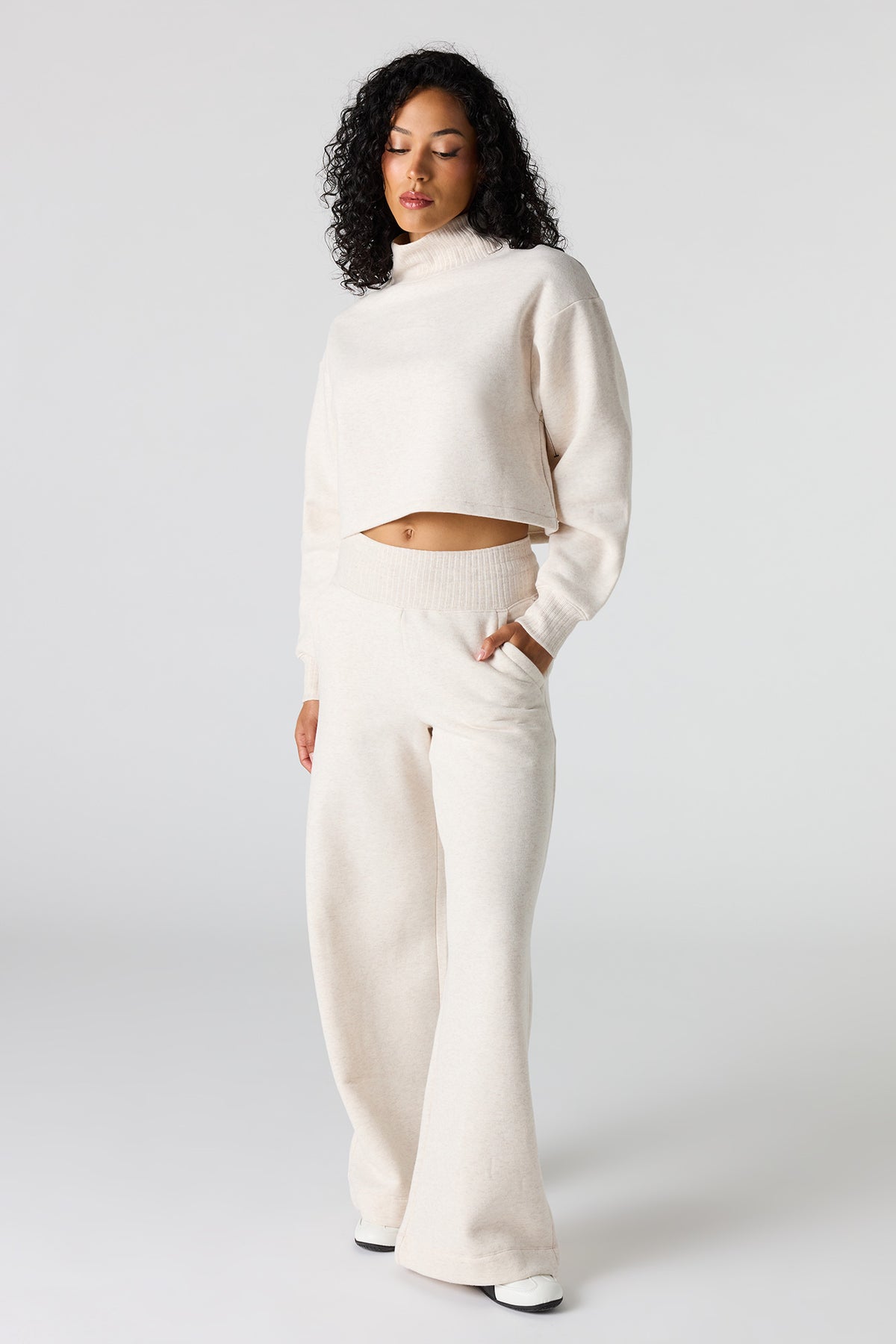 Premium Fleece Wide Leg Sweatpant - Oatmeal