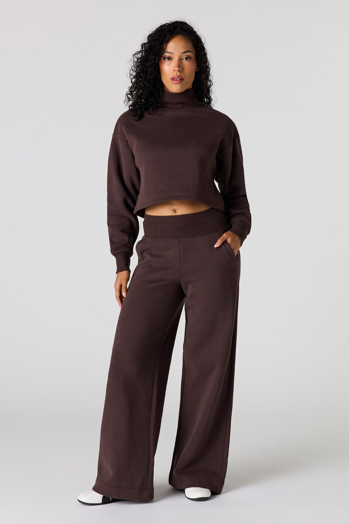 Premium Fleece Wide Leg Sweatpant - Brown