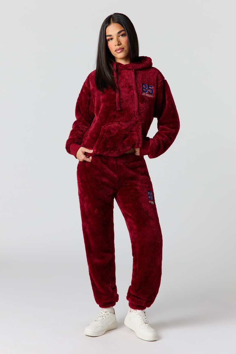 Faux Fur Embroidered Jogger
