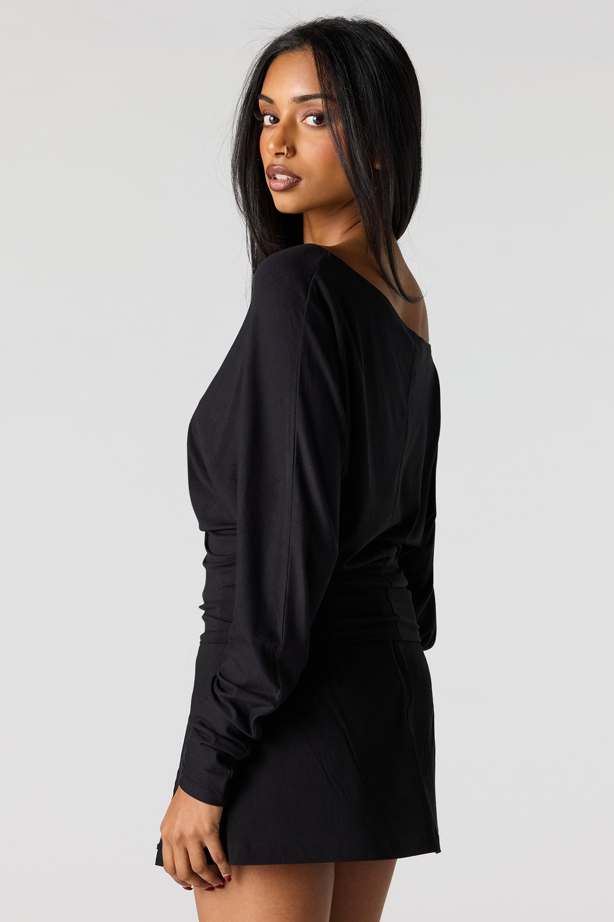 Alt View 2. Dolman Long Sleeve Top - Black