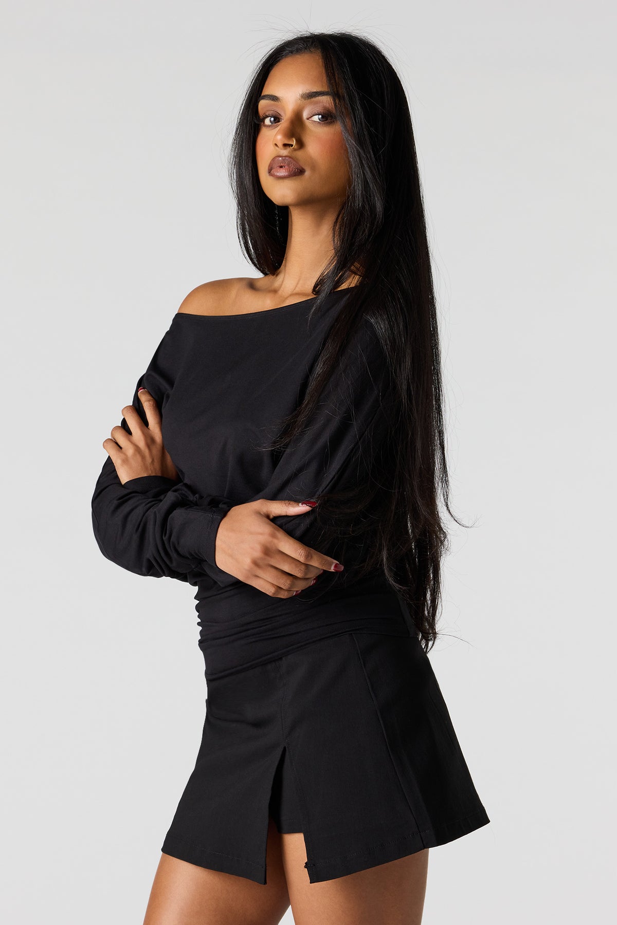 Dolman Long Sleeve Top - Black