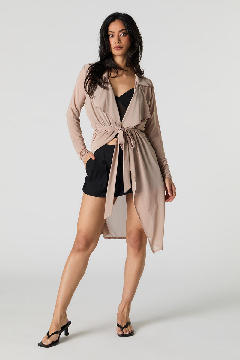 Kimono longueur maxi en filet avec attache