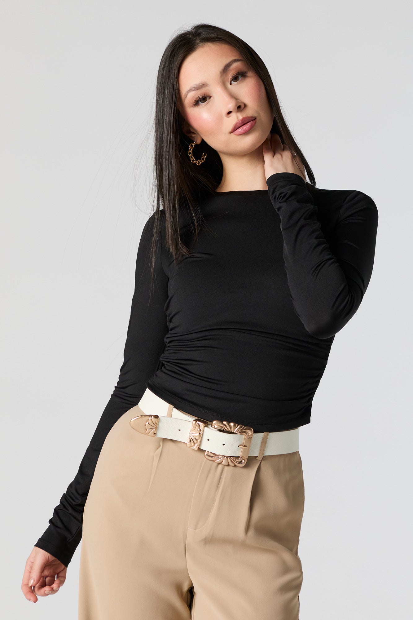 Contour Ruched Long Sleeve Top