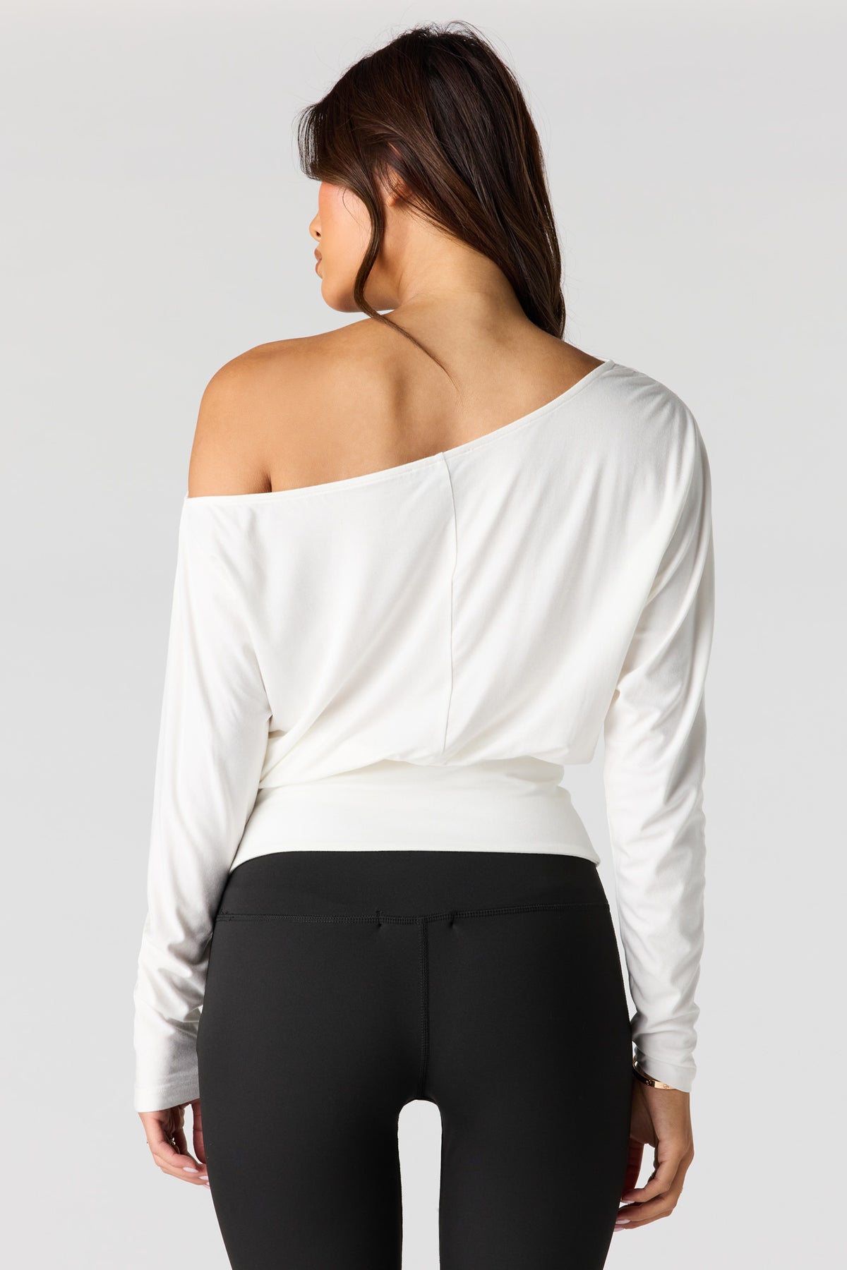 Alt View 2. Off Shoulder Long Sleeve Top - White