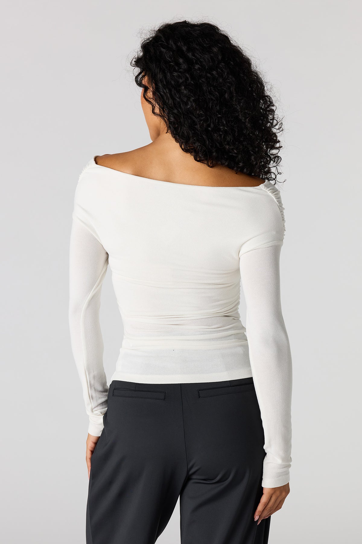 Alt View 2. Ruched Surplice Off Shoulder Top - Ivory