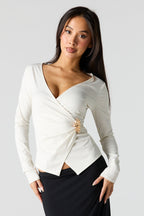 Satin Wrapped Long Sleeve Top