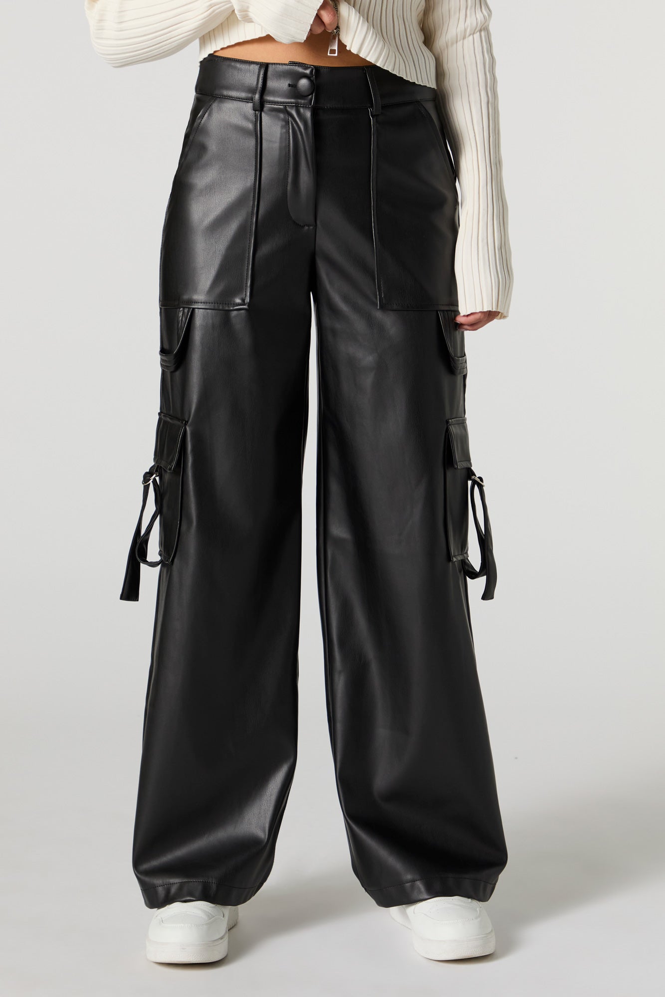 Faux Leather Utility Cargo Pant