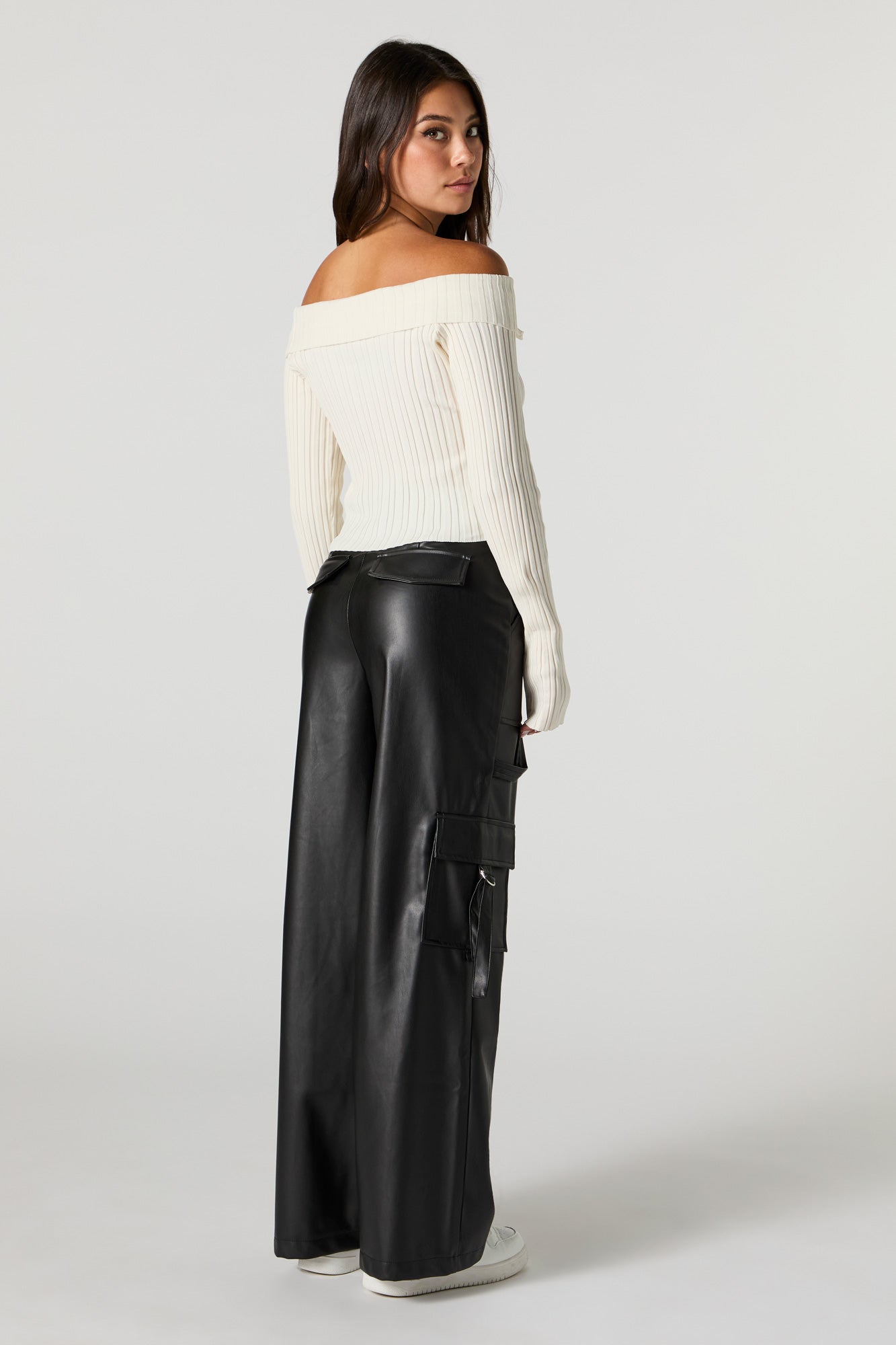 Faux Leather Utility Cargo Pant