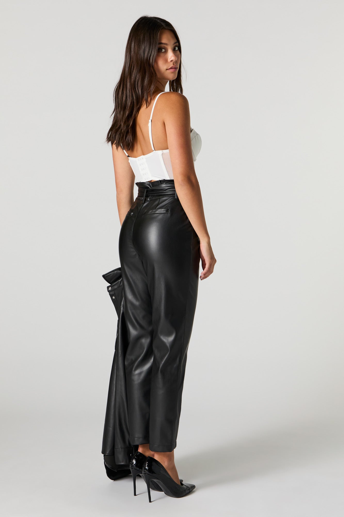 Faux Leather Belted Pant