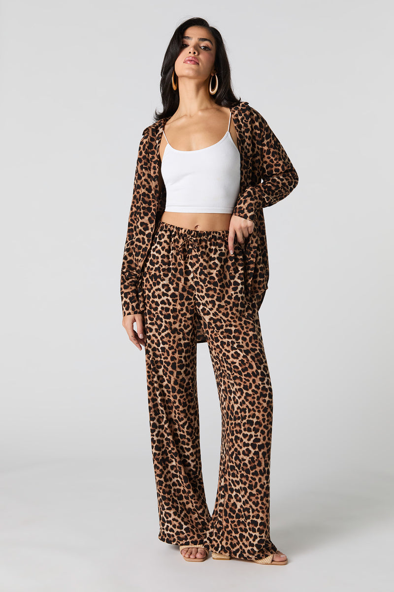 Pantalon fluide imprimé à taille coulissante