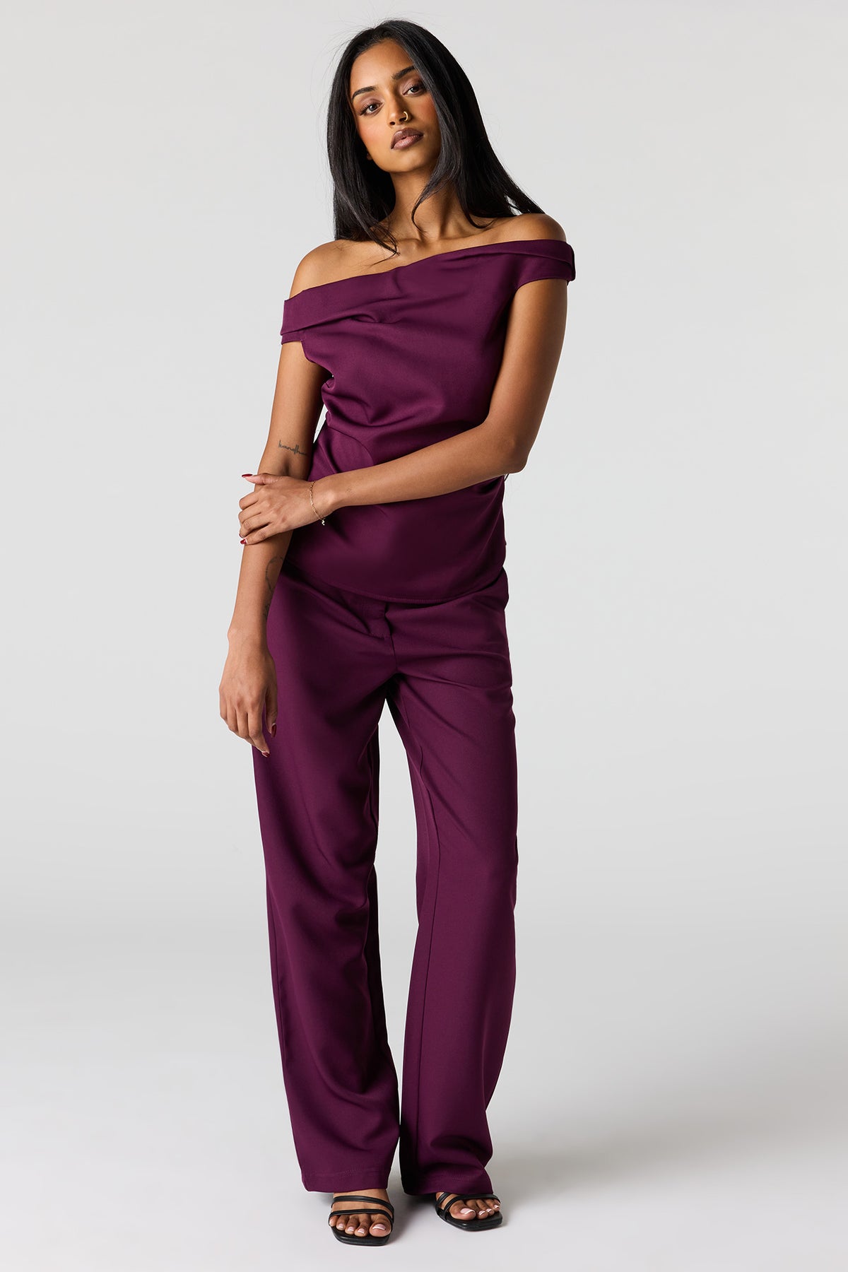 Straight Leg Dress Pant - Eggplant
