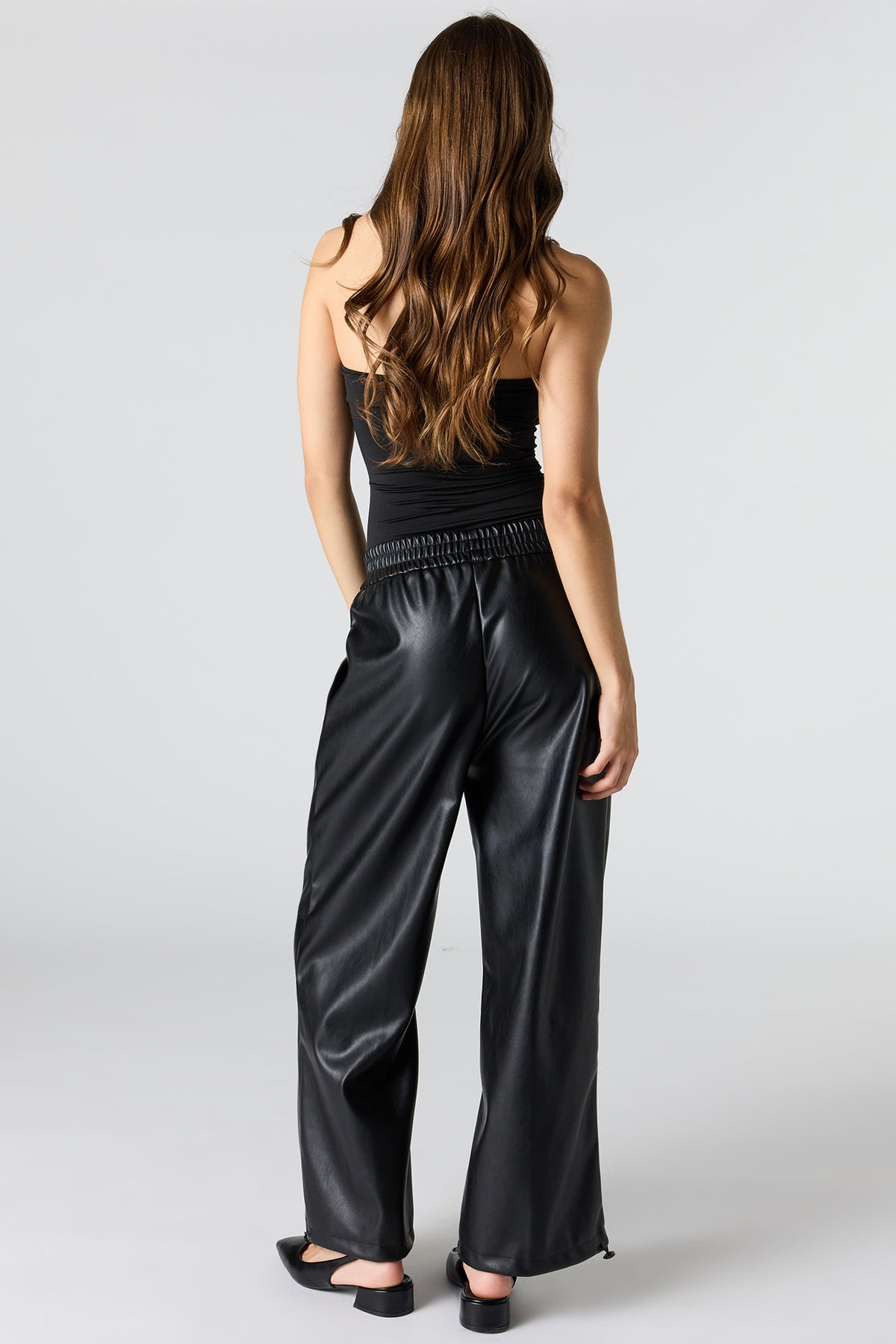 Alt View 3. Faux Leather Toggle Pant - Black