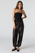 Pantalon en similicuir à barillet