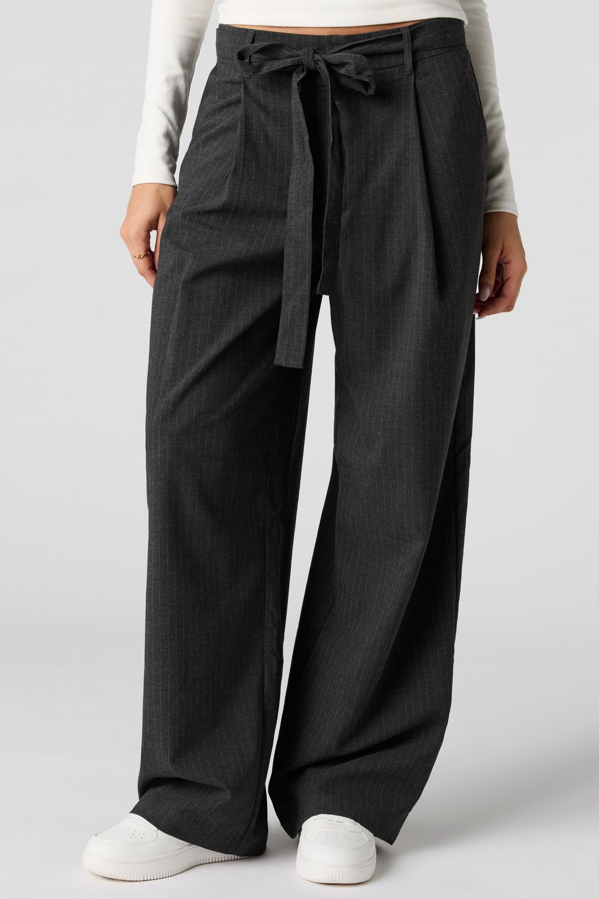 Alt View 2. Belted Wide Leg Dress Pant - Charcoal
