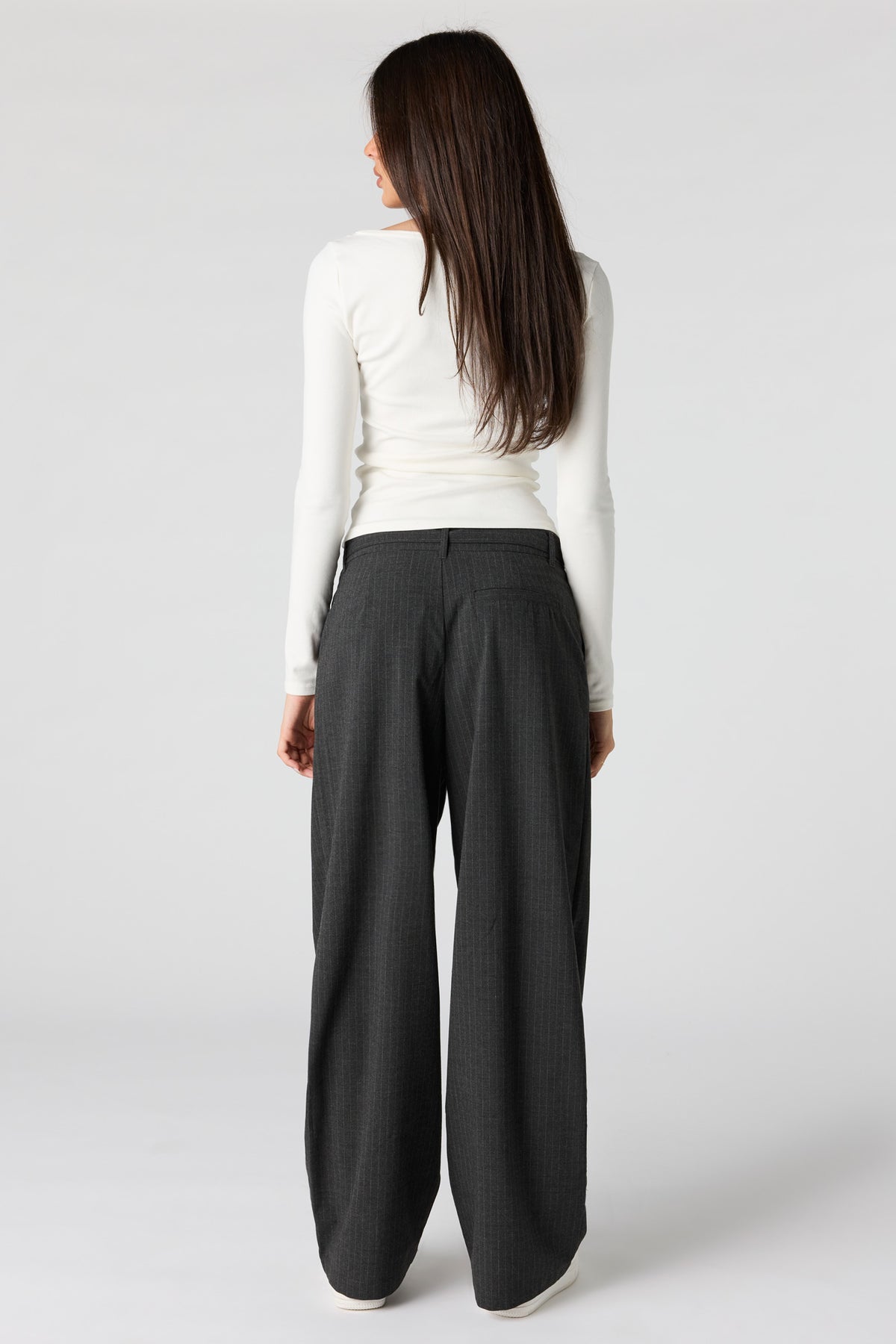 Alt View 3. Belted Wide Leg Dress Pant - Charcoal