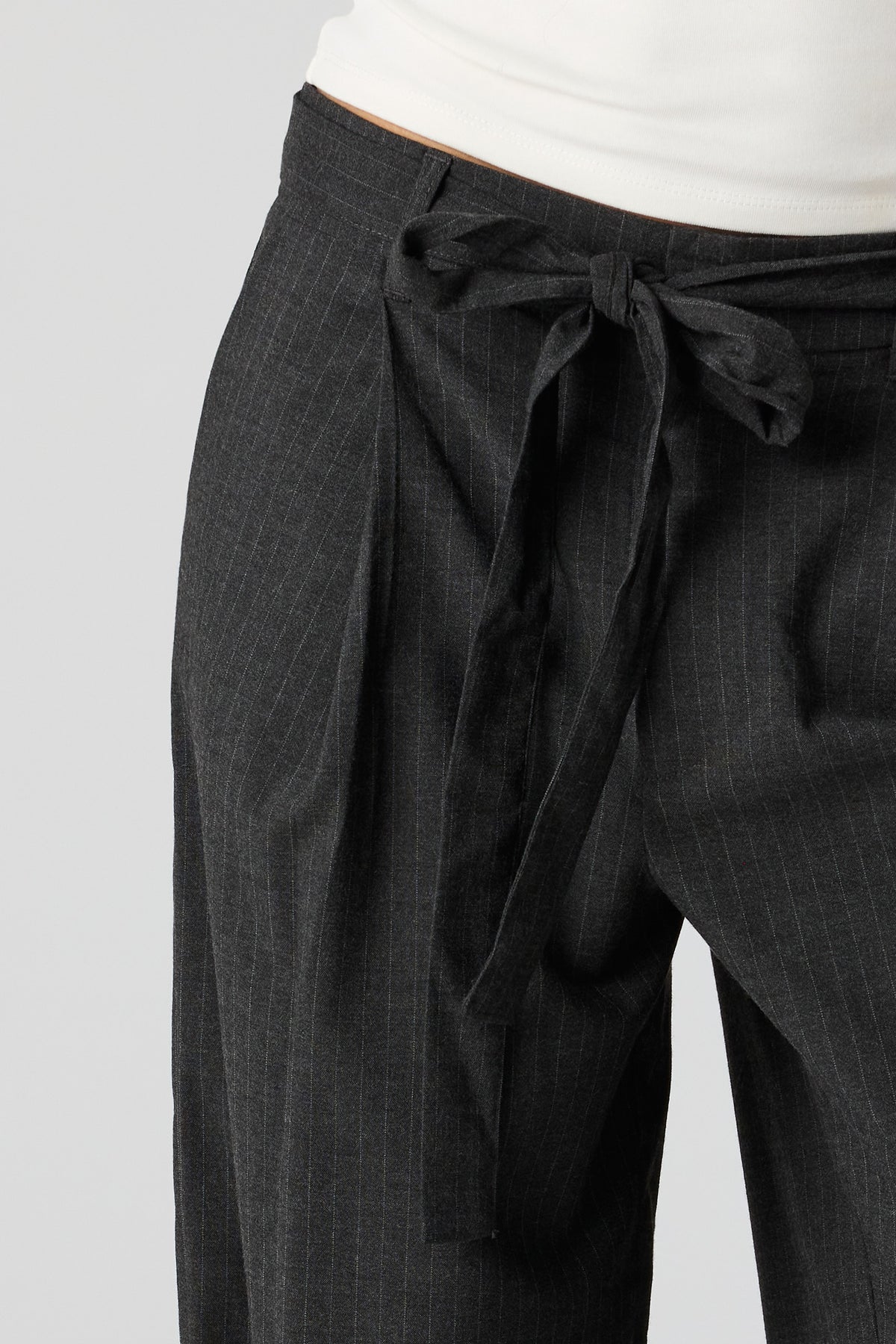 Alt View 4. Belted Wide Leg Dress Pant - Charcoal