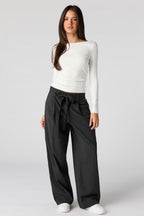 Belted Wide Leg Dress Pant