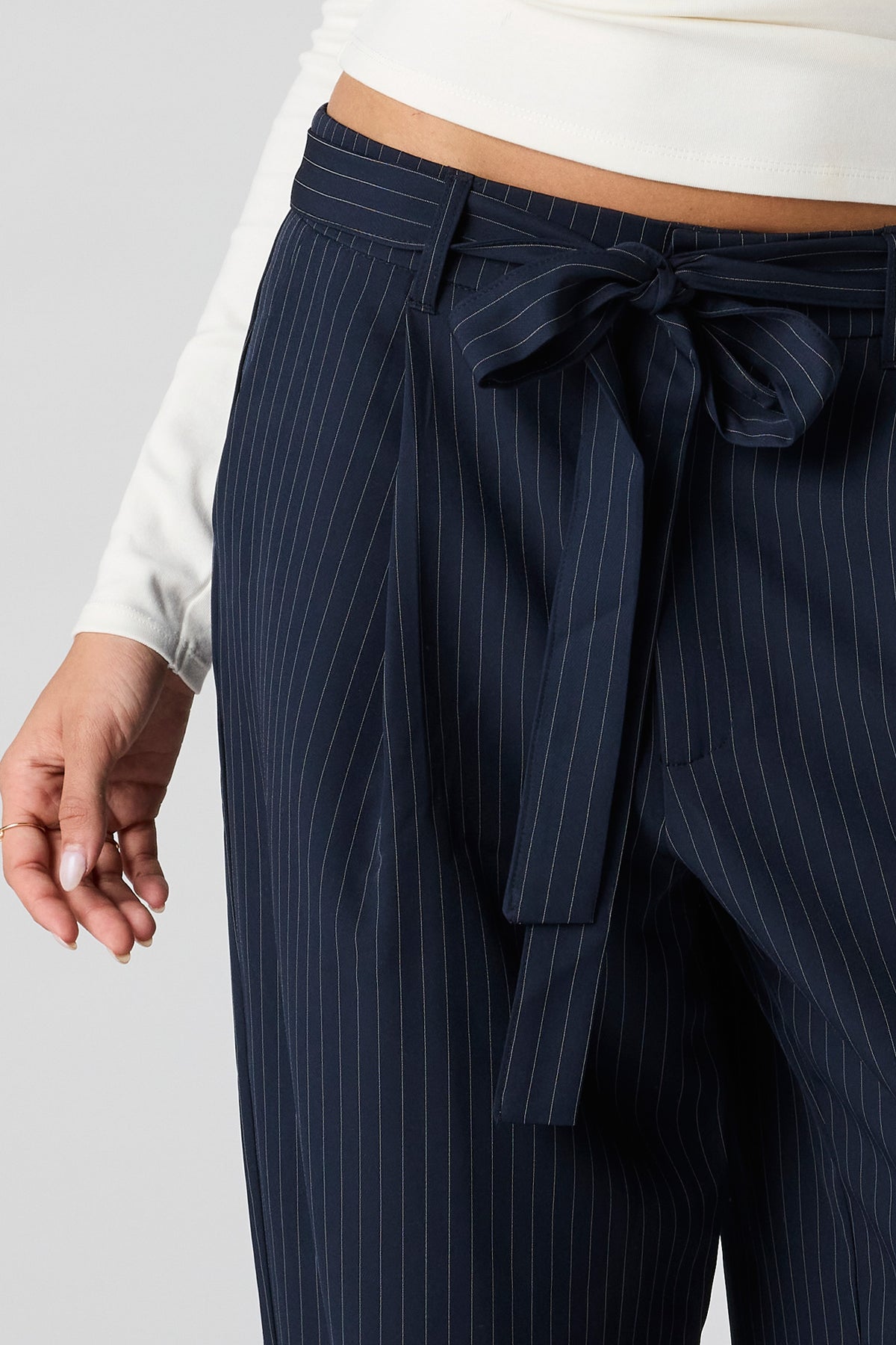 Alt View 4. Belted Wide Leg Dress Pant - Navy