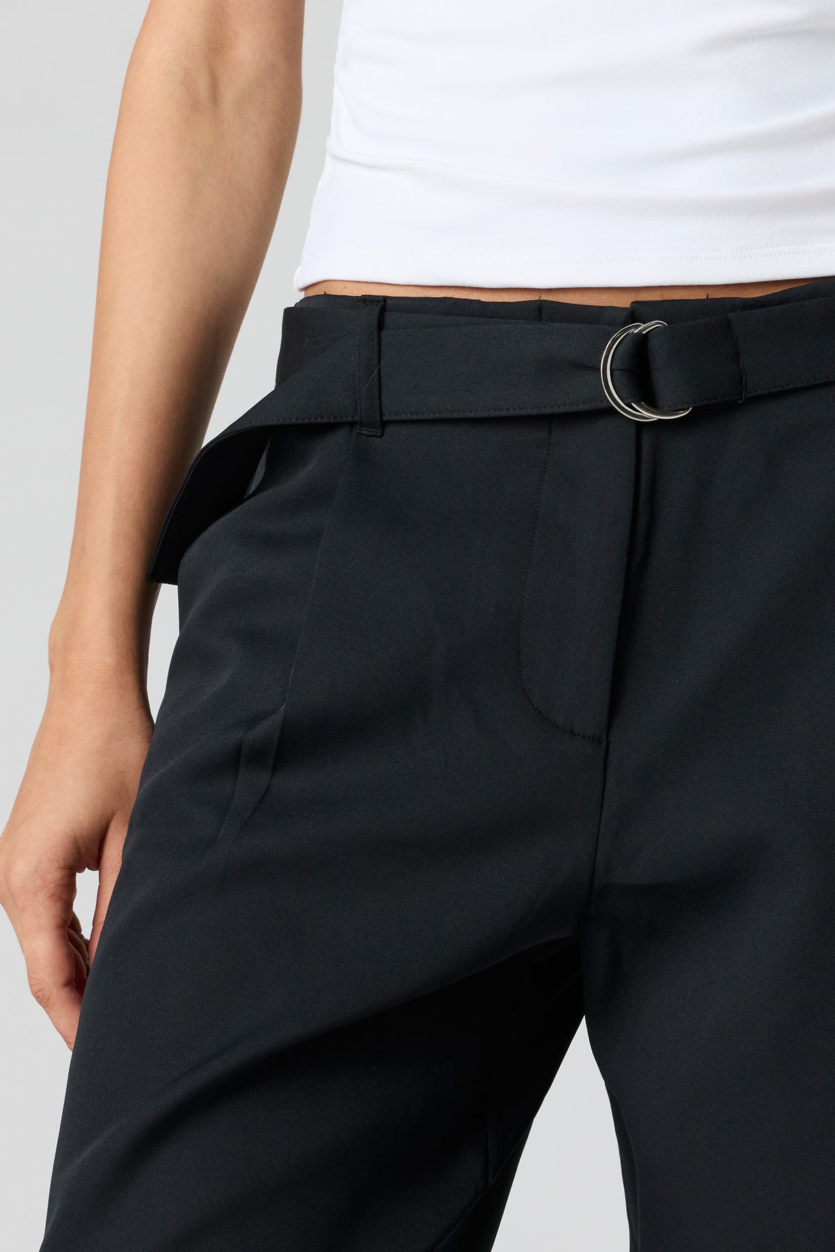 Alt View 4. Belted Straight Leg Dress Pant - Black