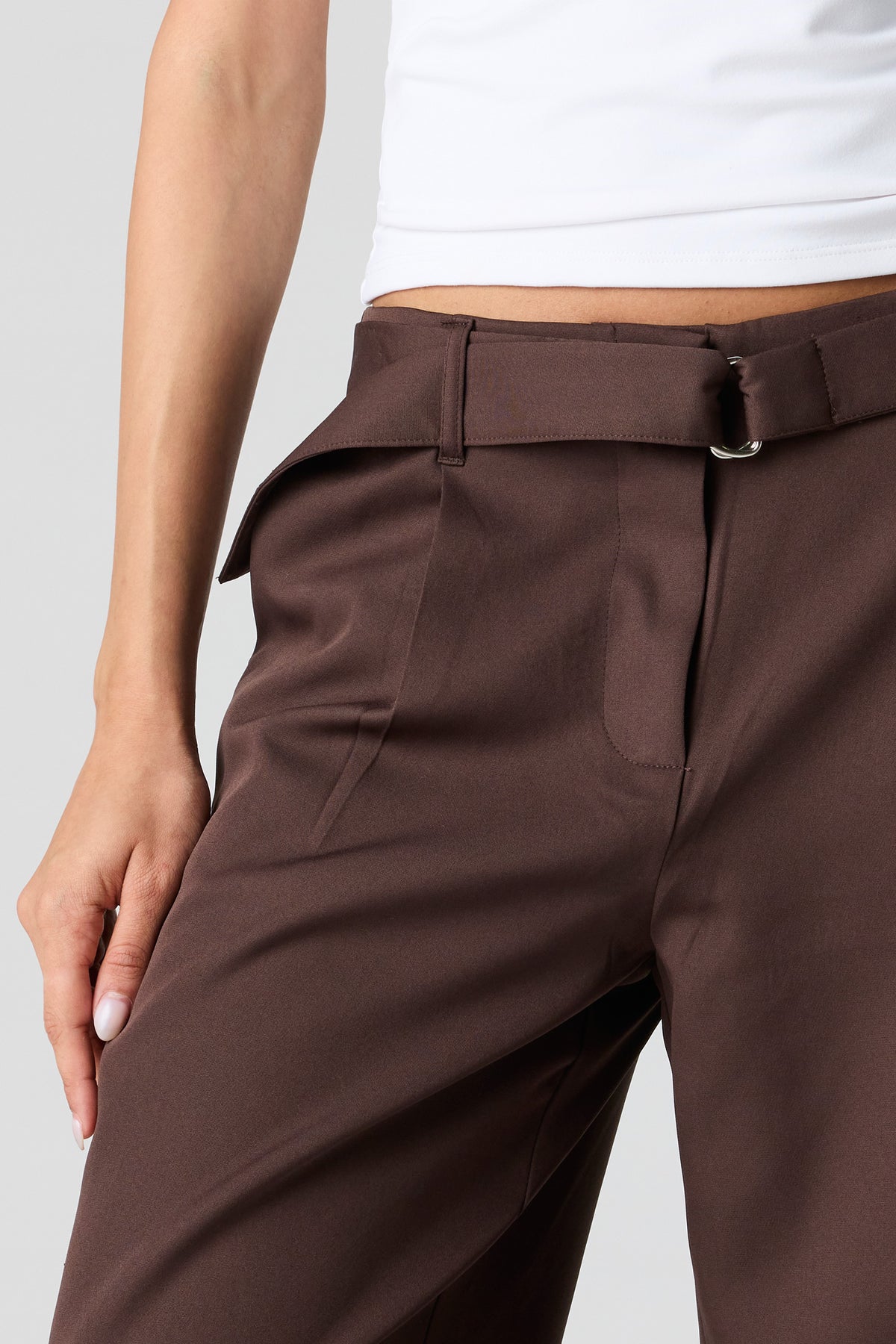 Alt View 4. Belted Straight Leg Dress Pant - Brown