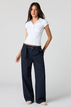 Pantalon habillé à jambe droite avec ceinture