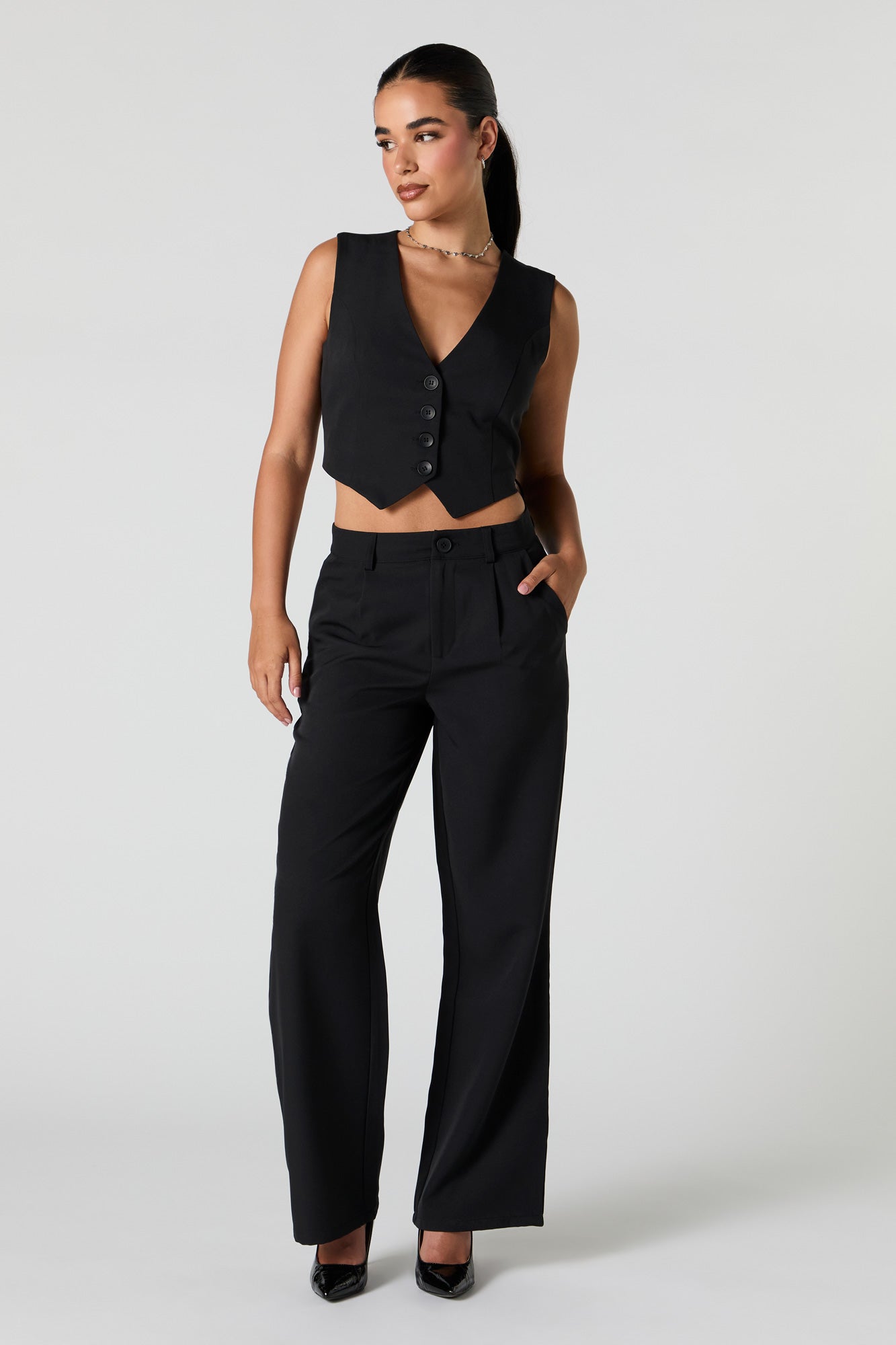 Pleated Straight Leg Dress Pant