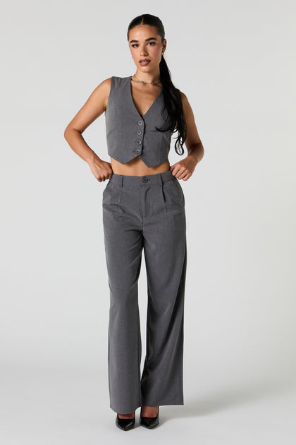 Pleated Straight Leg Dress Pant