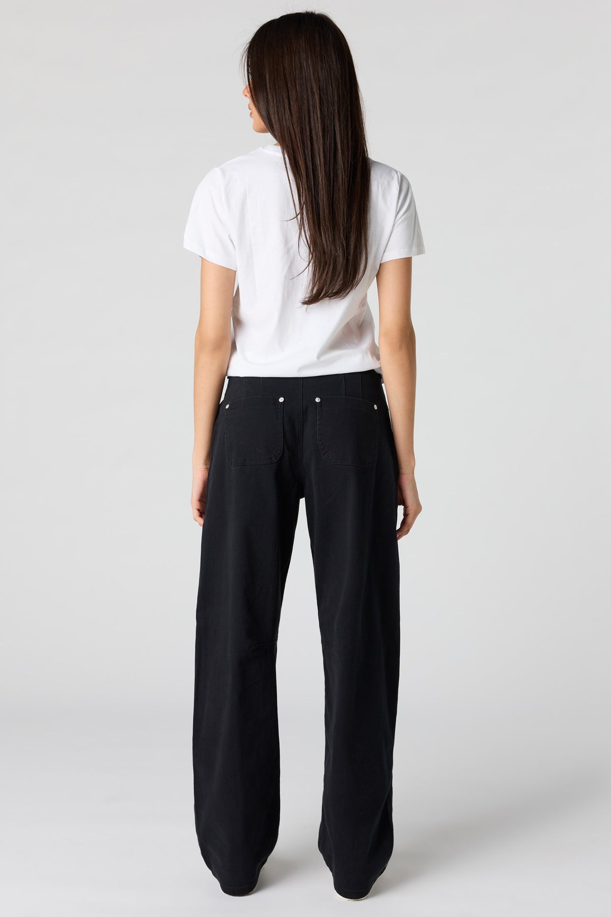 Alt View 3. Mid Rise Barrel Leg Pant - Black