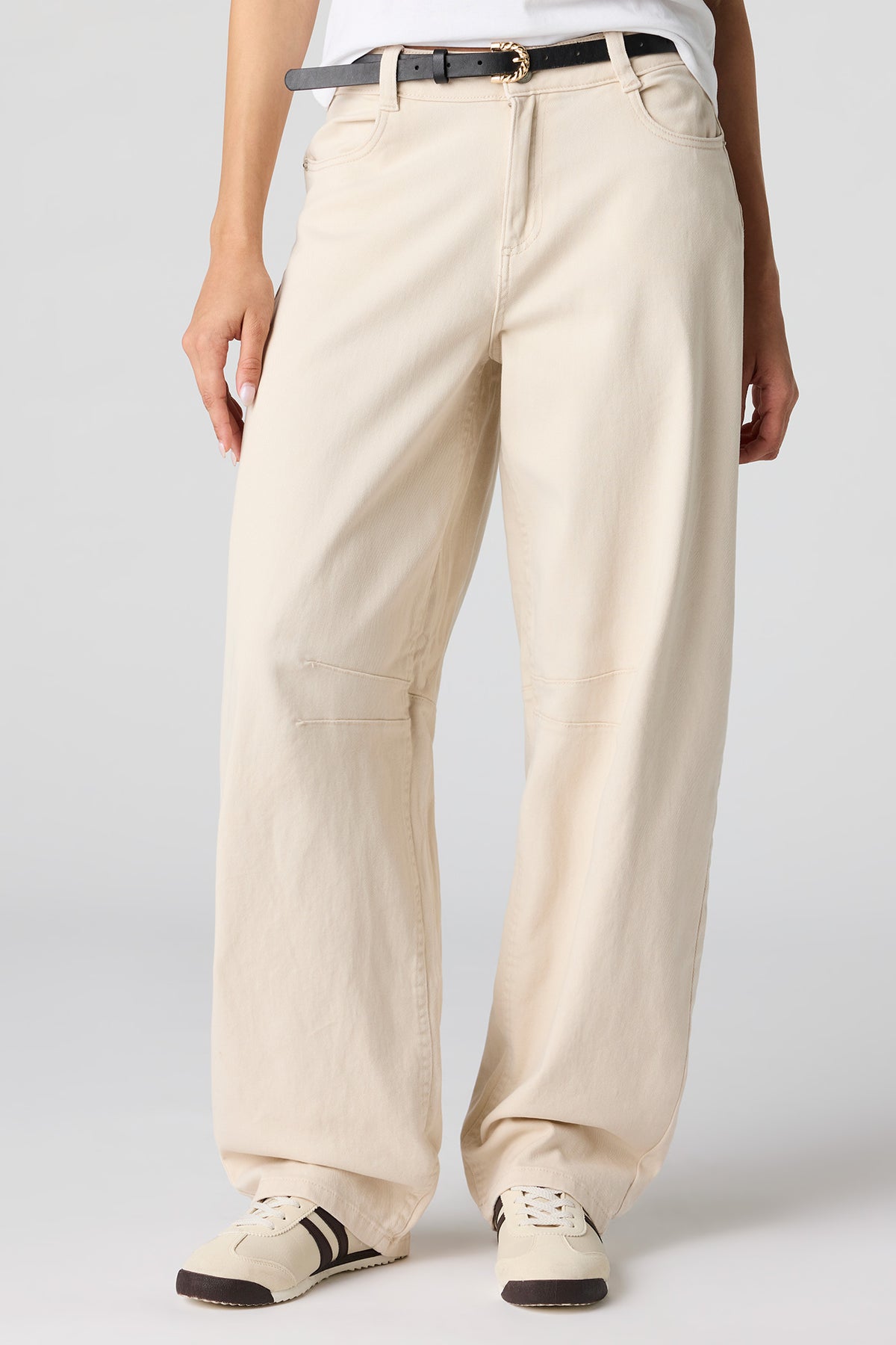 Alt View 2. Mid Rise Barrel Leg Pant - Oatmeal