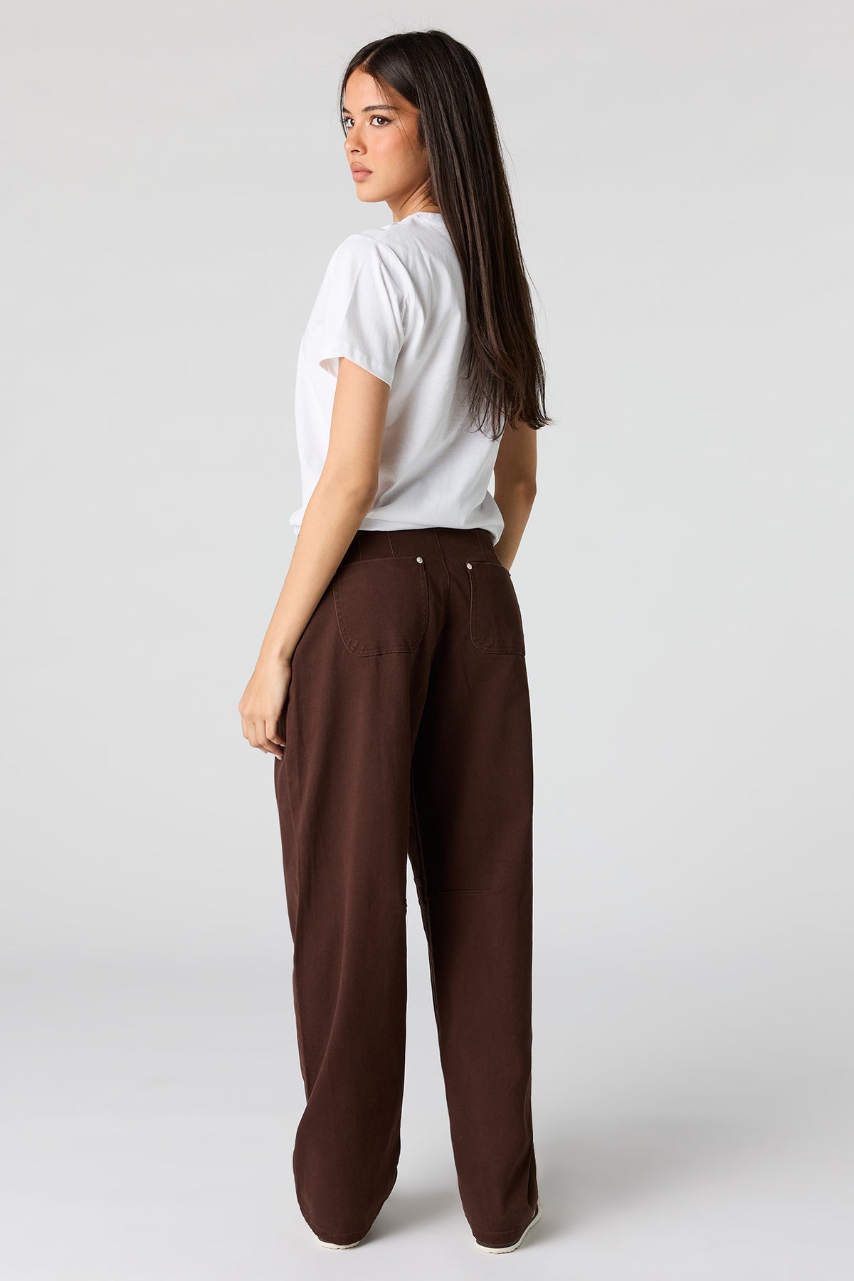 Alt View 3. Mid Rise Barrel Leg Pant - Brown