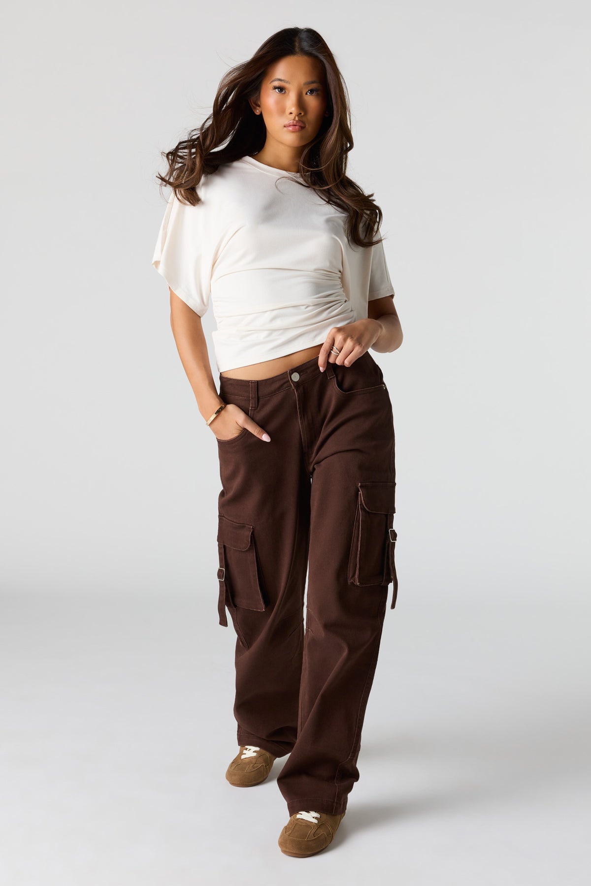 Low Rise Cargo Pant - Brown