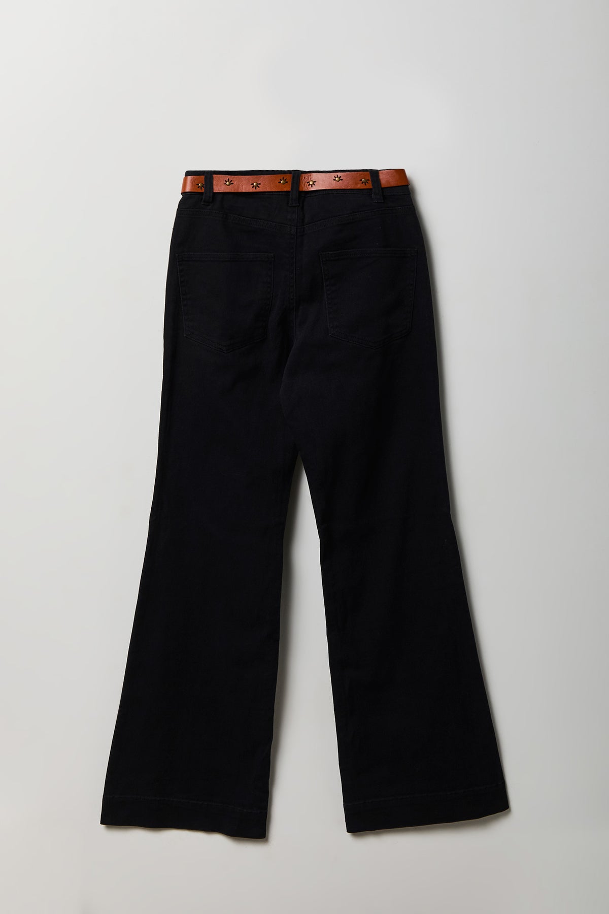 Alt View 2. Belted Flare Pant - Black