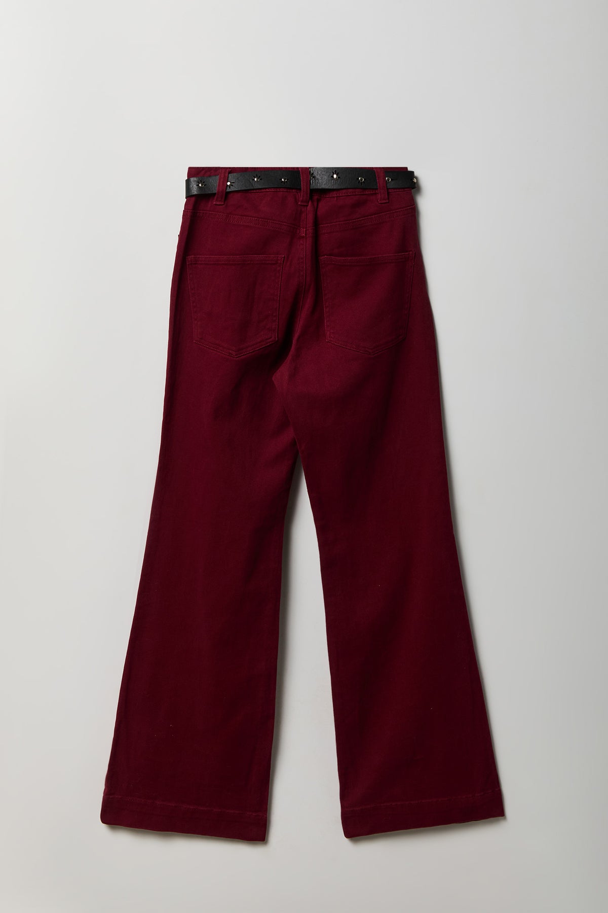 Alt View 2. Belted Flare Pant - Burgundy