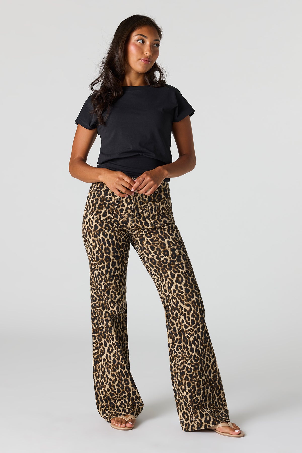 Belted Flare Pant - Leopard