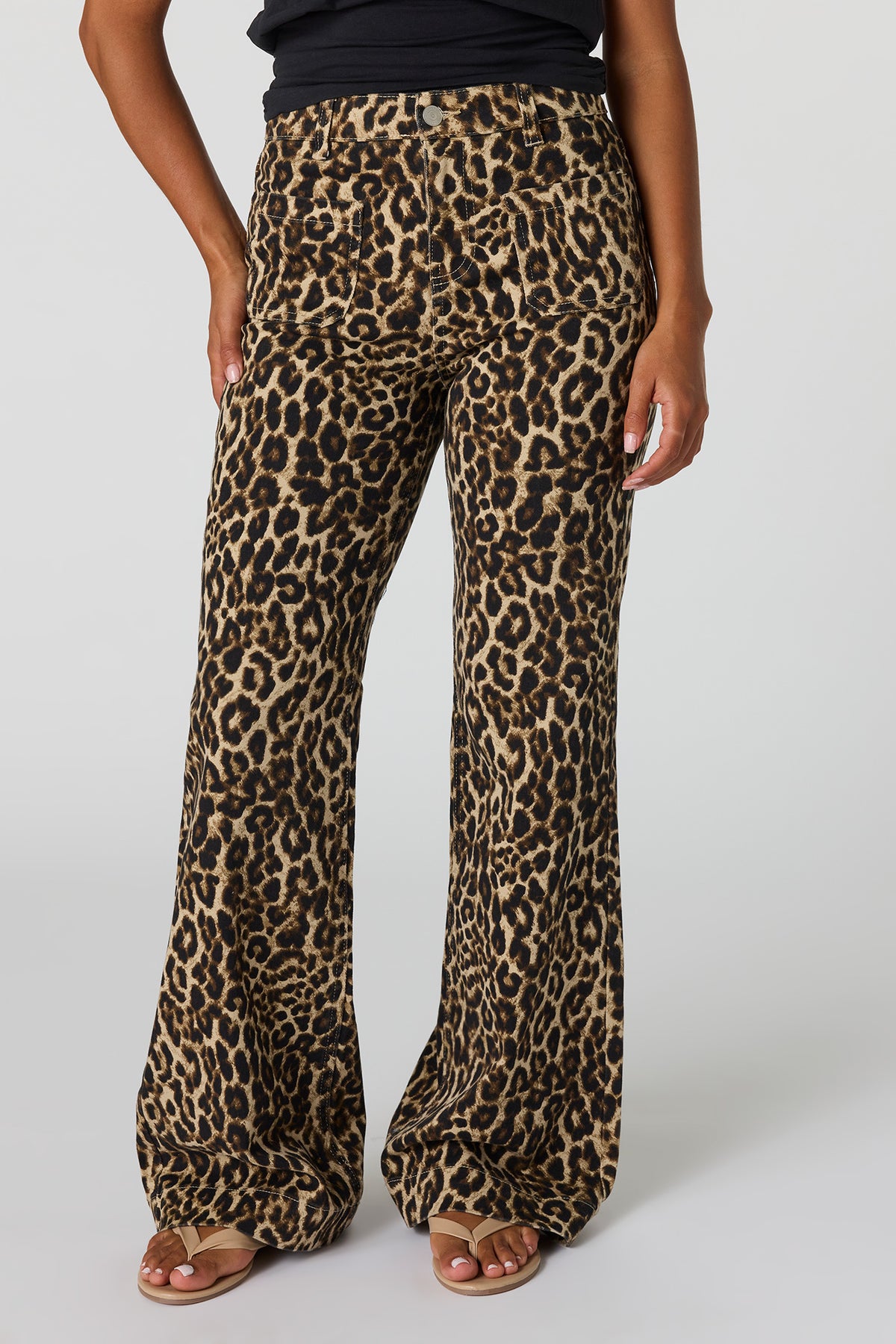 Alt View 2. Belted Flare Pant - Leopard