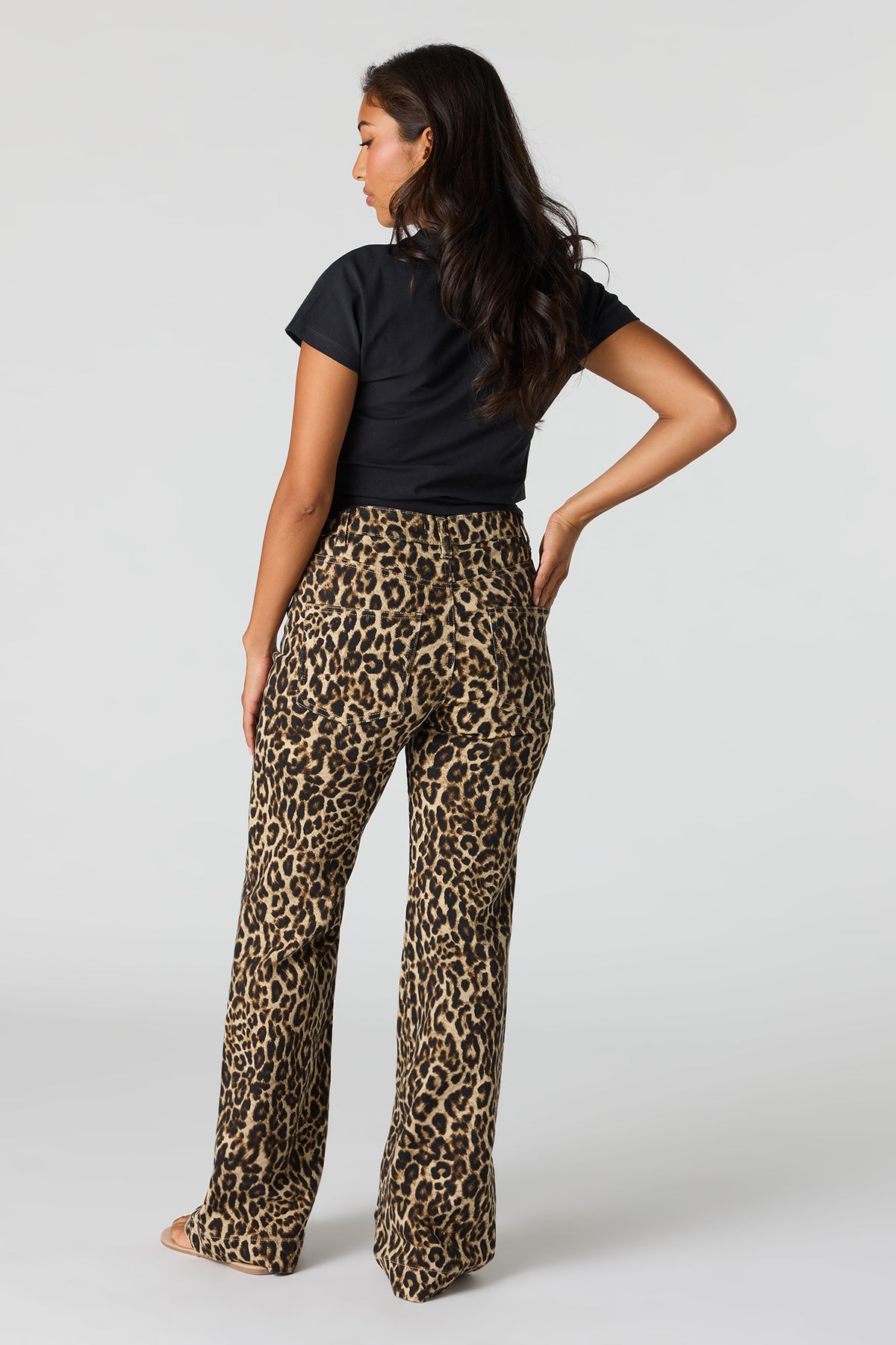 Alt View 3. Belted Flare Pant - Leopard