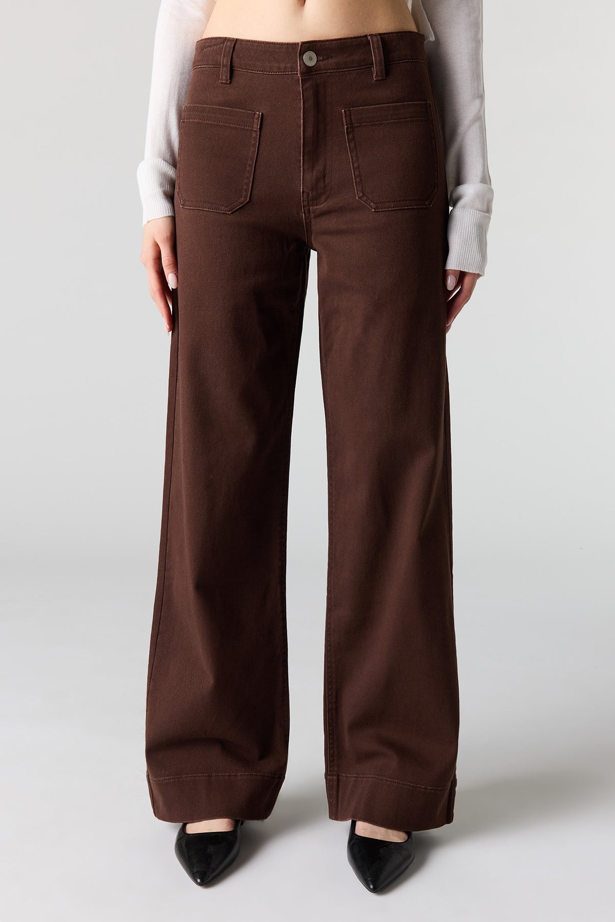 Alt View 2. Mid Rise Twill Pant - Brown