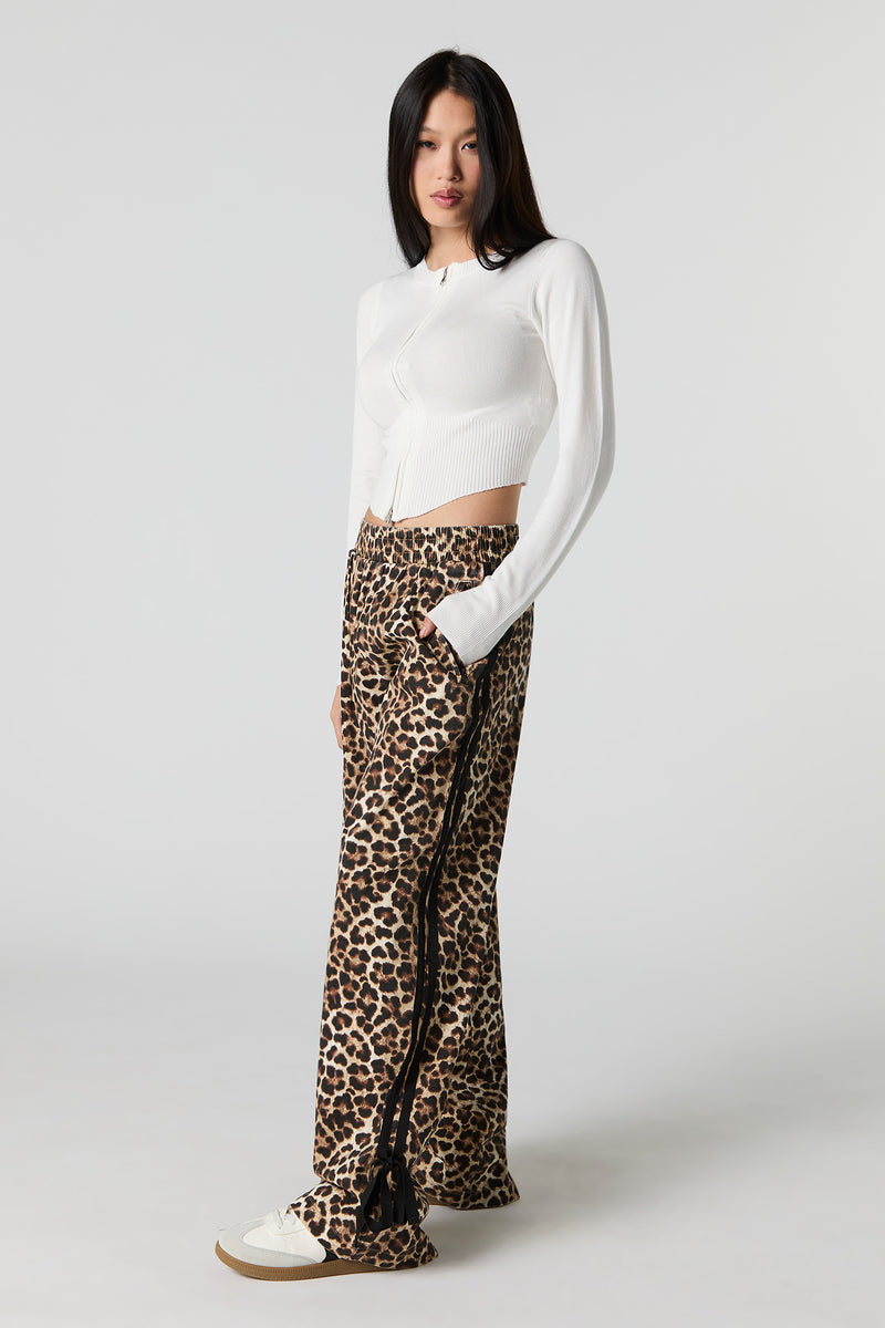 Pantalon large imprimé à nouer sur le côté