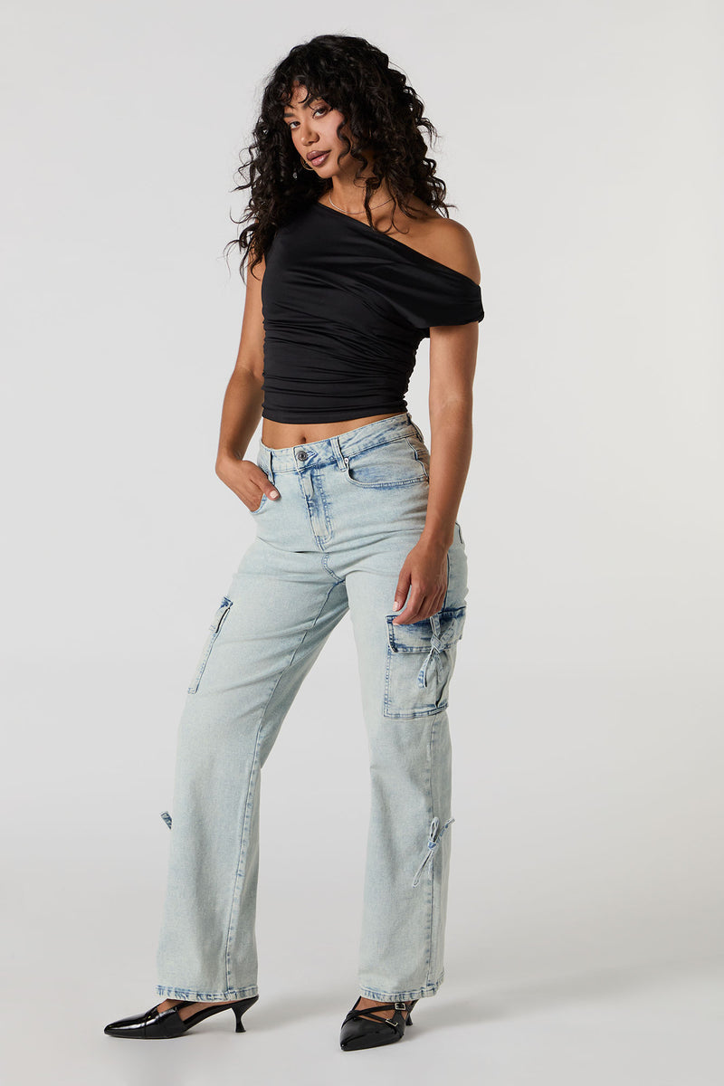 Jean cargo mi-taille