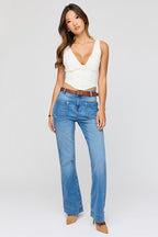 Low Rise Belted Flare Jean