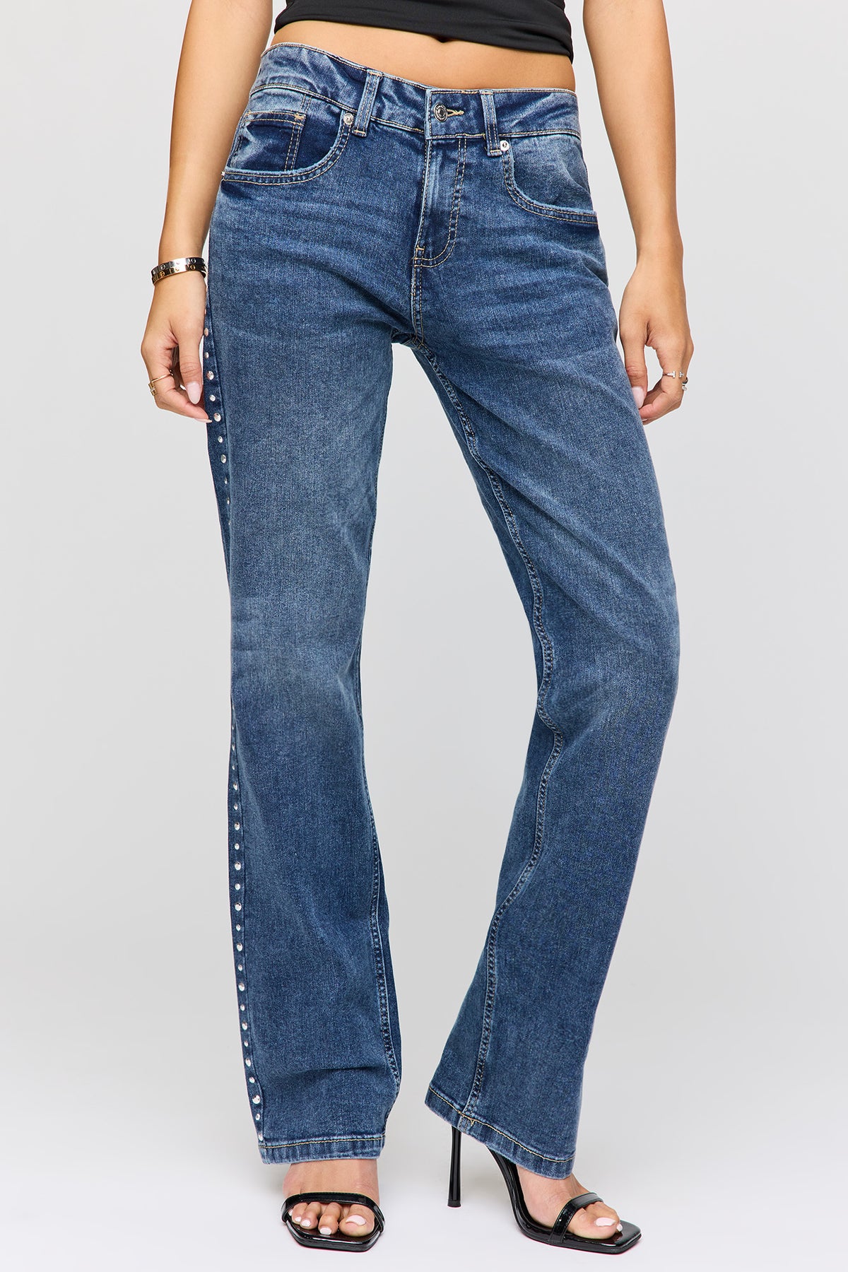 Alt View 2. Low Rise Studded Jean - Blue