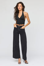 Mid Rise Wide Leg Jean