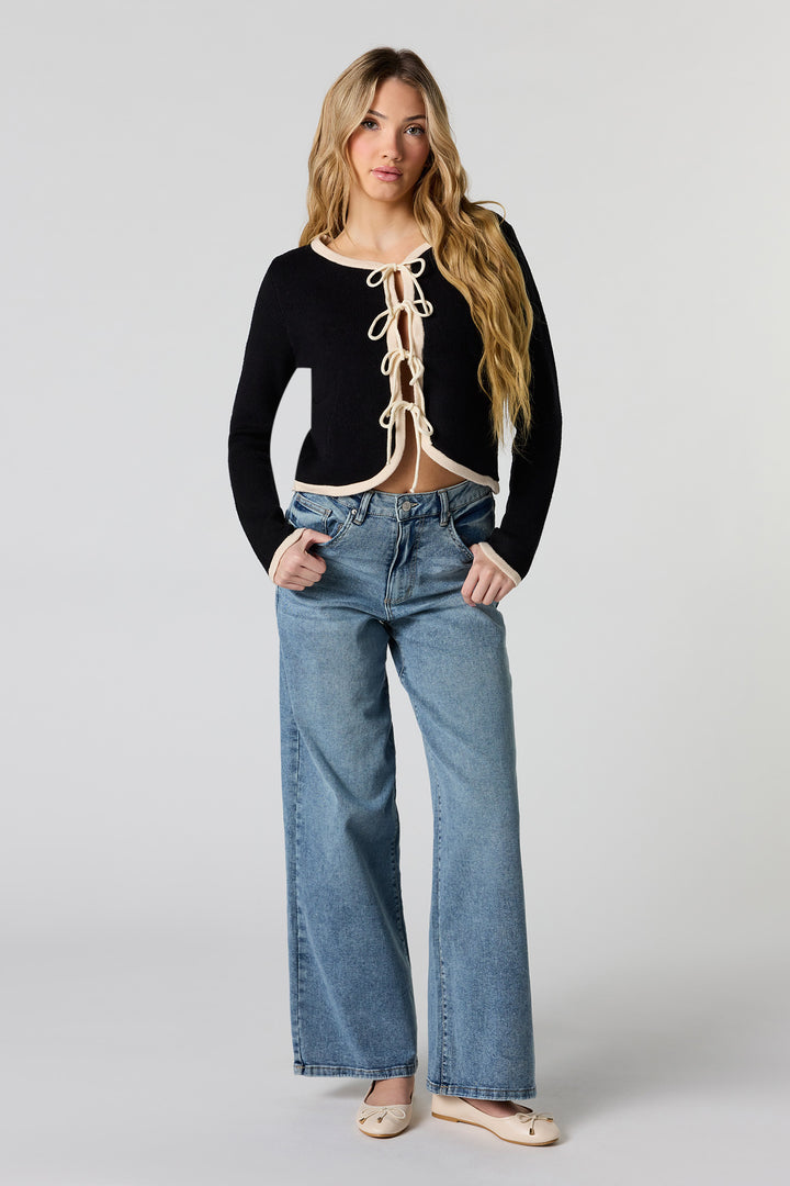 Jean à jambe large et taille haute