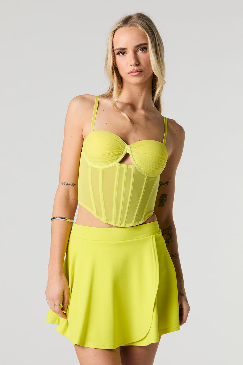 Minijupe-short en crêpe avec bande pliée